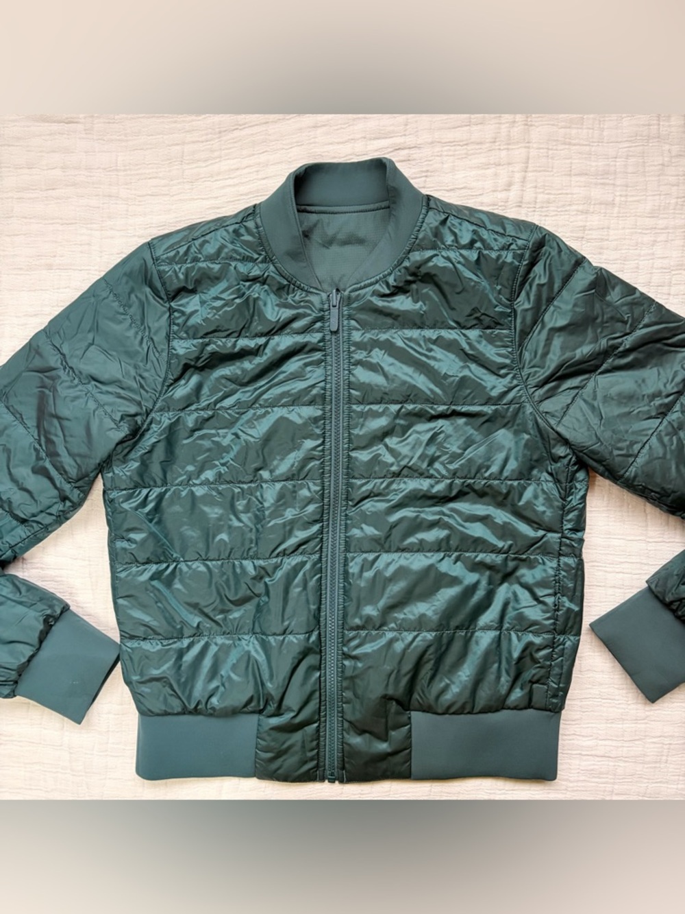 Lululemon Non-Stop Bomber Jacket Reversible Water-repellent Teal Green sz 6